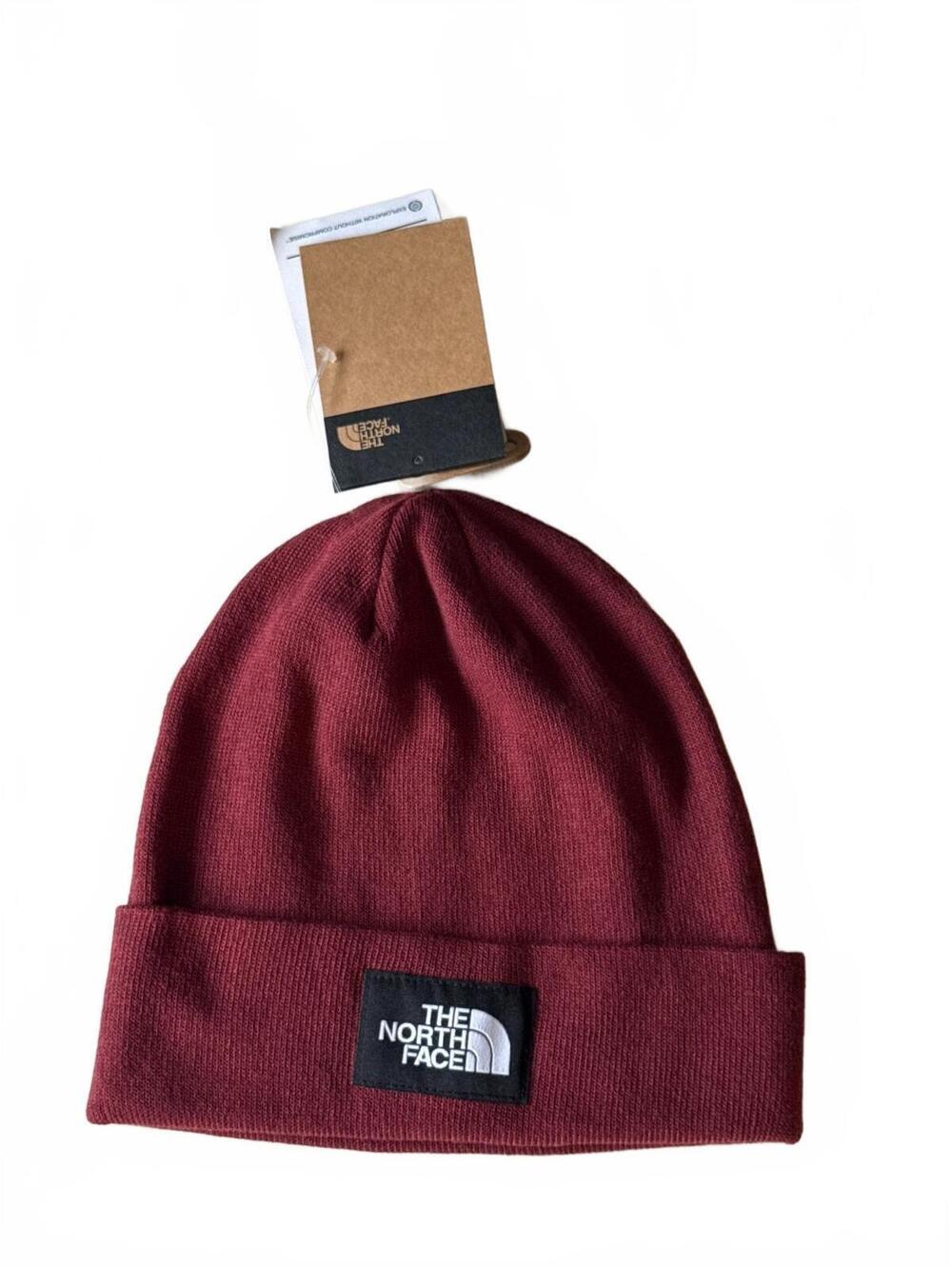 The North Face Beanie Patch Logo Beanie Unisex One Size Maroon NWT